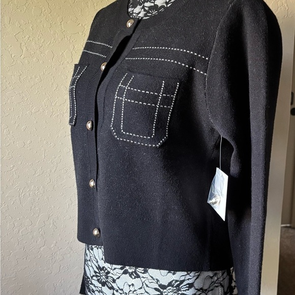 Ellen Tracy Black Cardigan Sweater. Buttons Up.NWT Size M - Picture 5 of 10